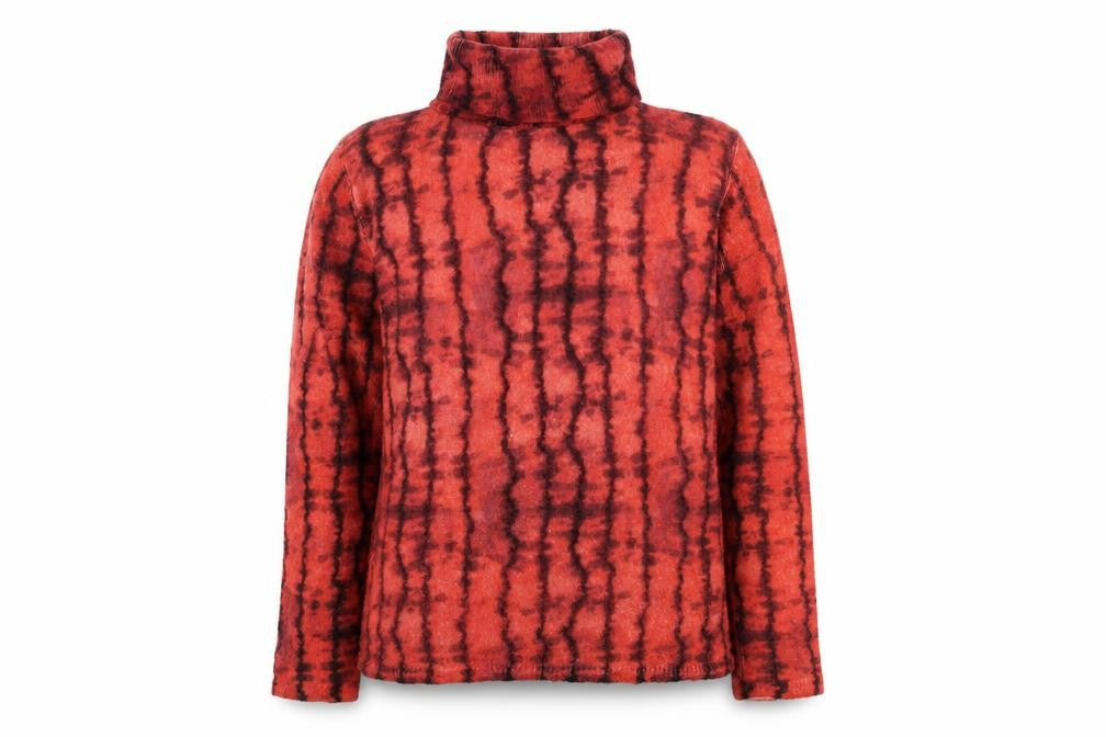 Zara Women Red Black Striped Wool Blend Roll Neck Jumper Size S