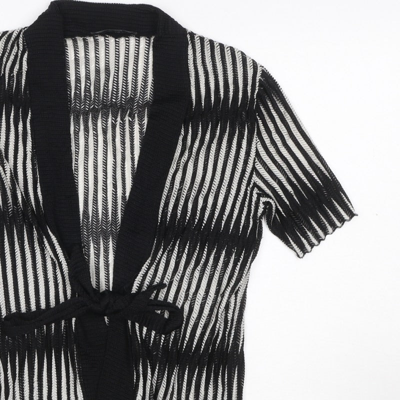Just Elegance Women’s Black White Stripe Kimono Knit Top Size 14