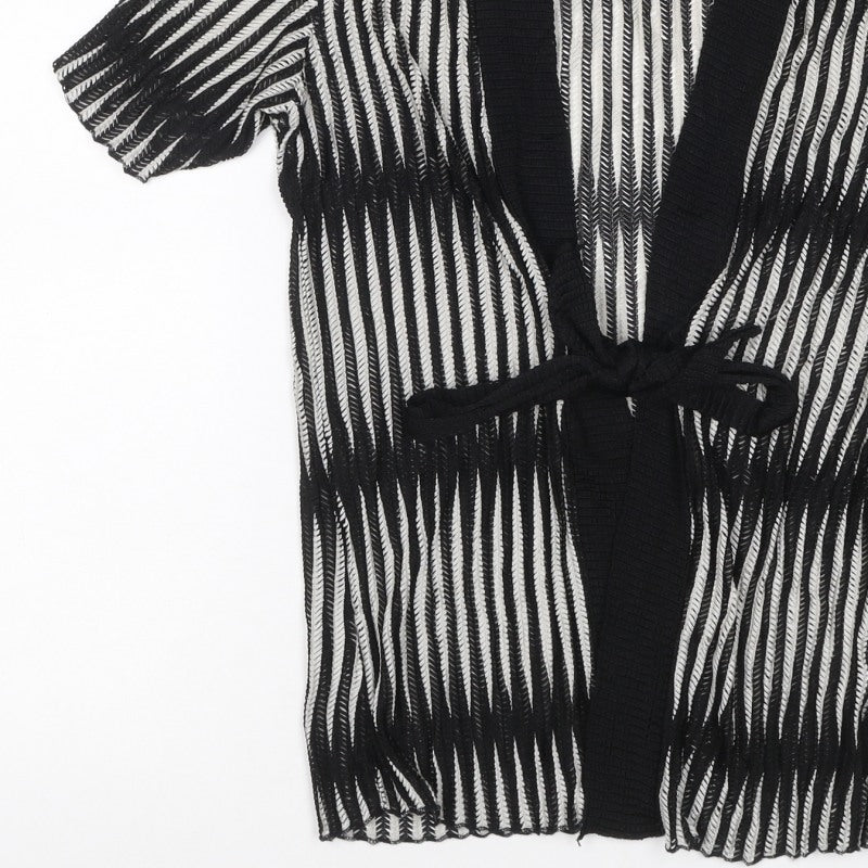 Just Elegance Women’s Black White Stripe Kimono Knit Top Size 14