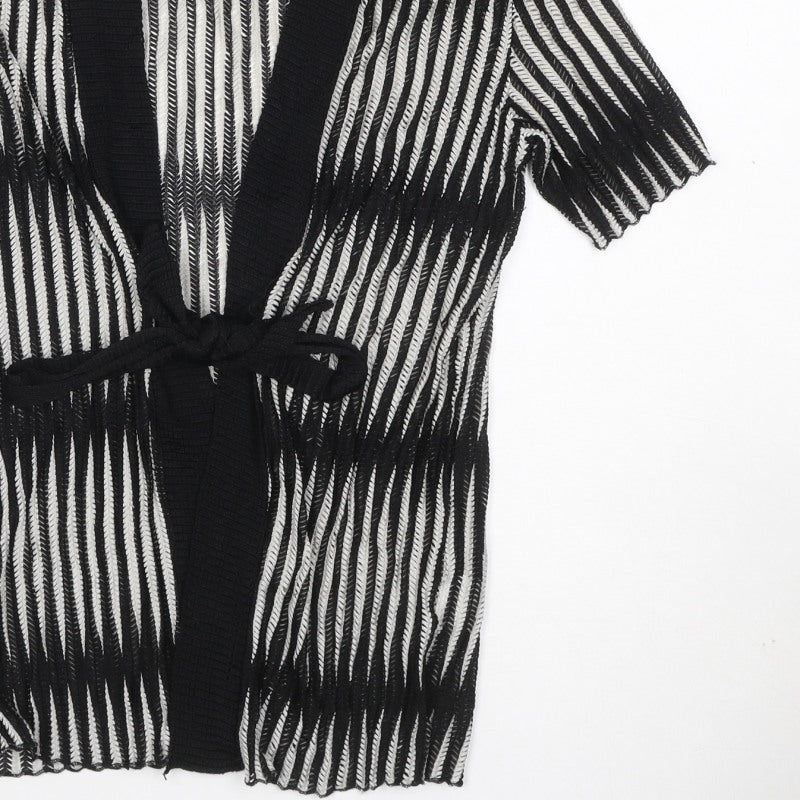 Just Elegance Women’s Black White Stripe Kimono Knit Top Size 14