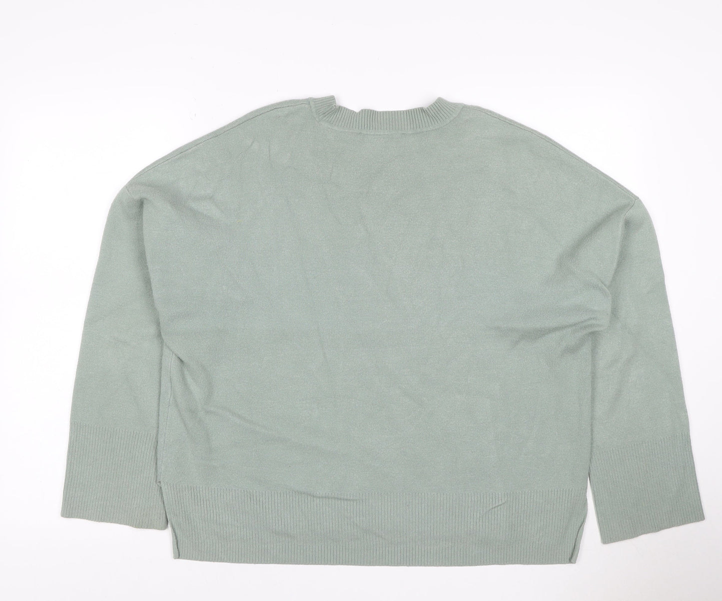 Abercrombie & Fitch Women Green L Relaxed Crew Neck Knit Jumper