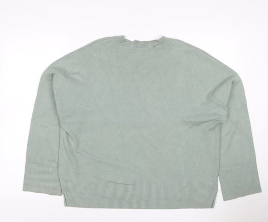 Abercrombie & Fitch Women Green L Relaxed Crew Neck Knit Jumper