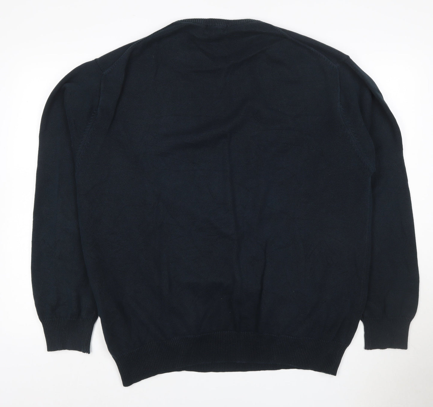 GANT Men’s Blue 2XL Crew Neck Cotton Logo Knit Pullover Jumper