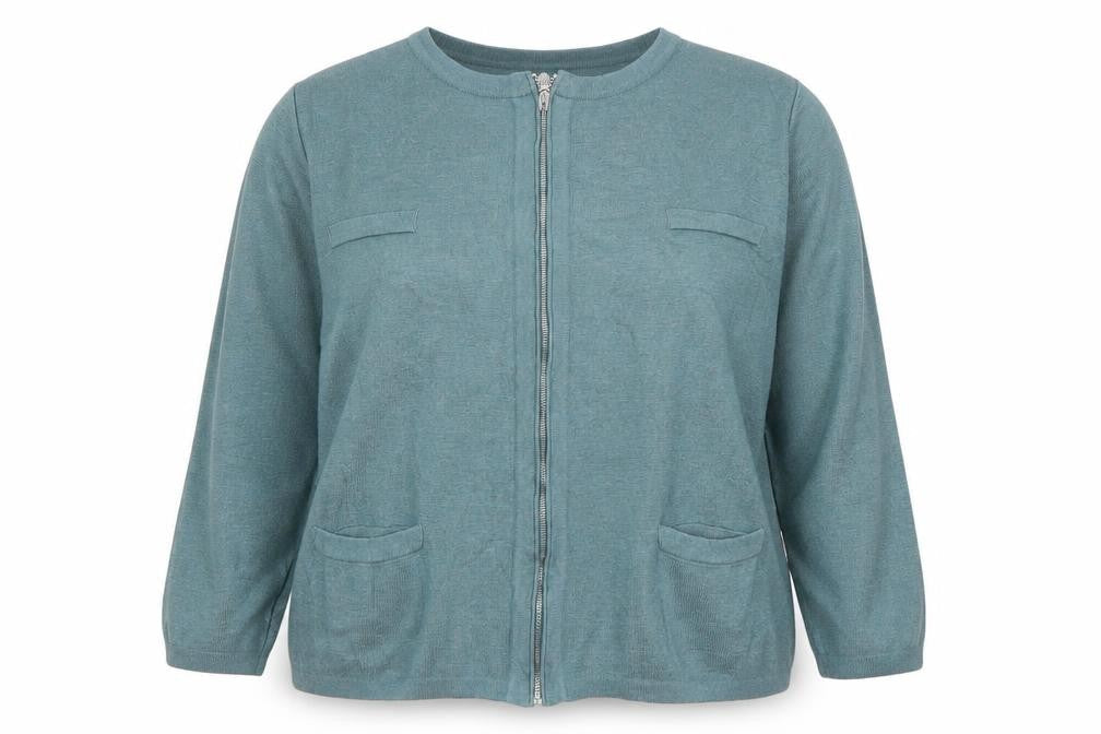 Marks & Spencer Women Blue UK 22 Full Zip Viscose Knit Cardigan
