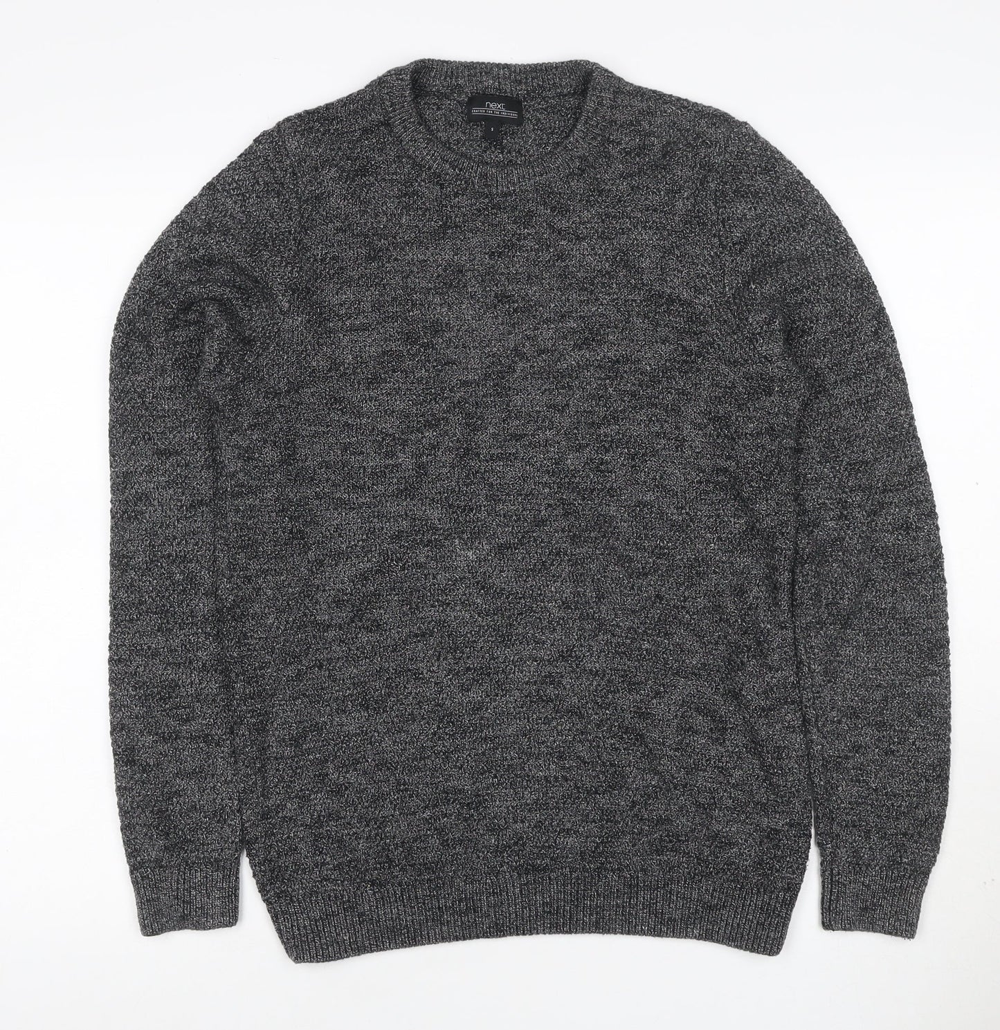 Next Men’s Grey Marl Chunky Knit Crew Neck Pullover Jumper Size S