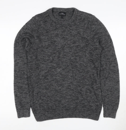 Next Men’s Grey Marl Chunky Knit Crew Neck Pullover Jumper Size S