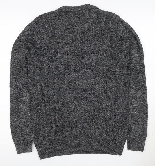Next Men’s Grey Marl Chunky Knit Crew Neck Pullover Jumper Size S