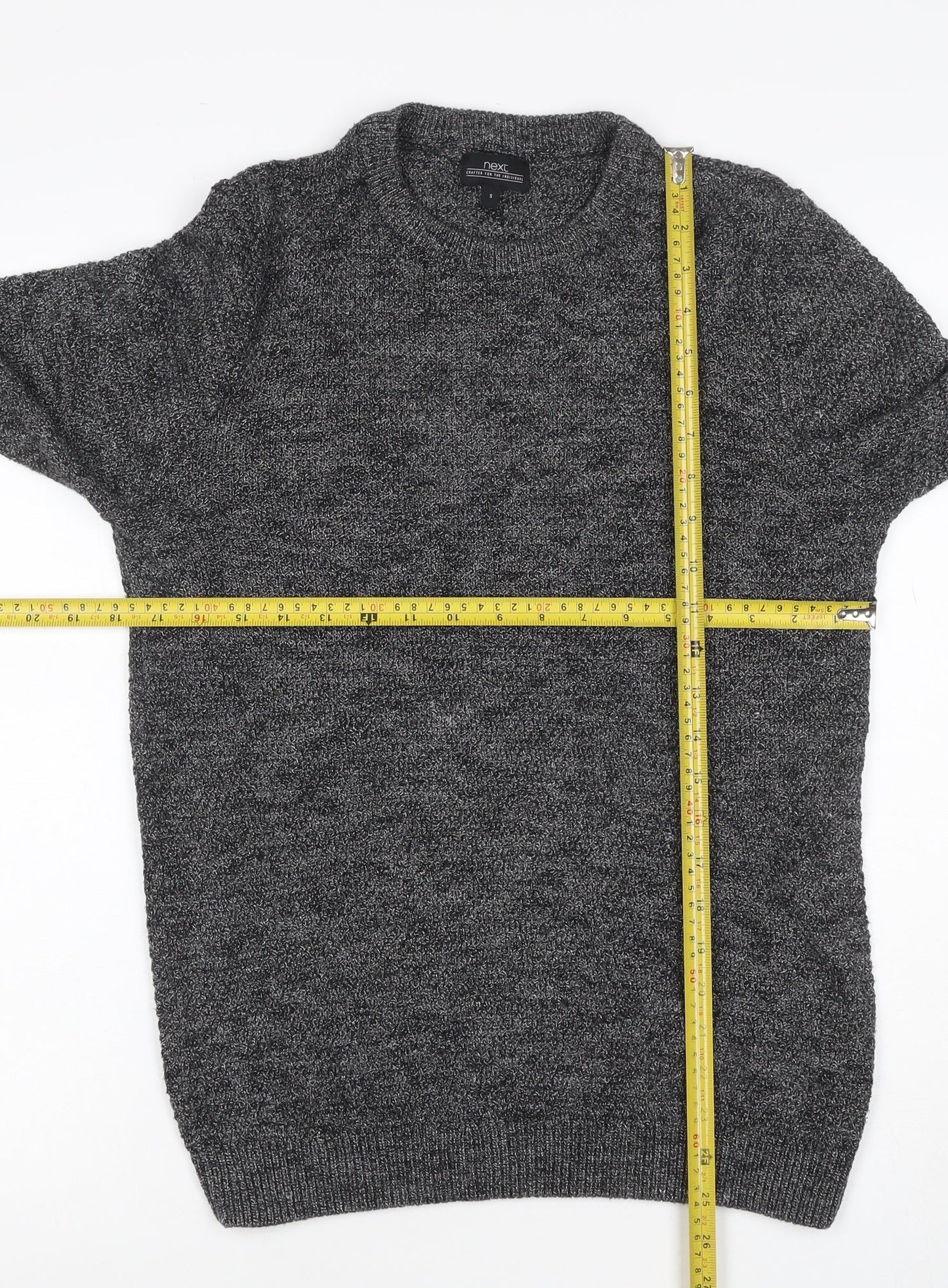 Next Men’s Grey Marl Chunky Knit Crew Neck Pullover Jumper Size S