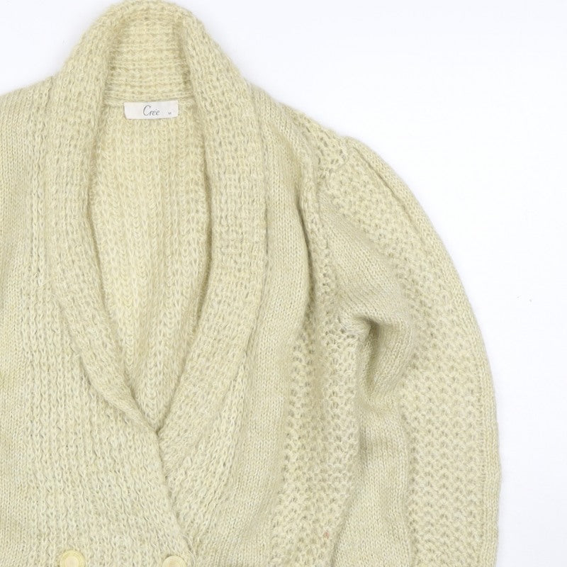 Crée Women Ivory M Chunky Knit Button Cardigan Long Sleeve