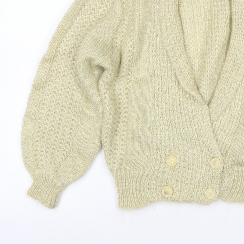 Crée Women Ivory M Chunky Knit Button Cardigan Long Sleeve