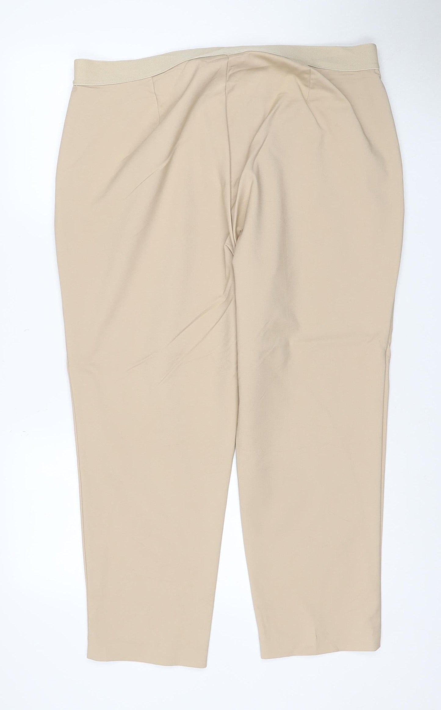 Marks and Spencer Women Beige Size 20 Stretch Pull-On Straight Trousers