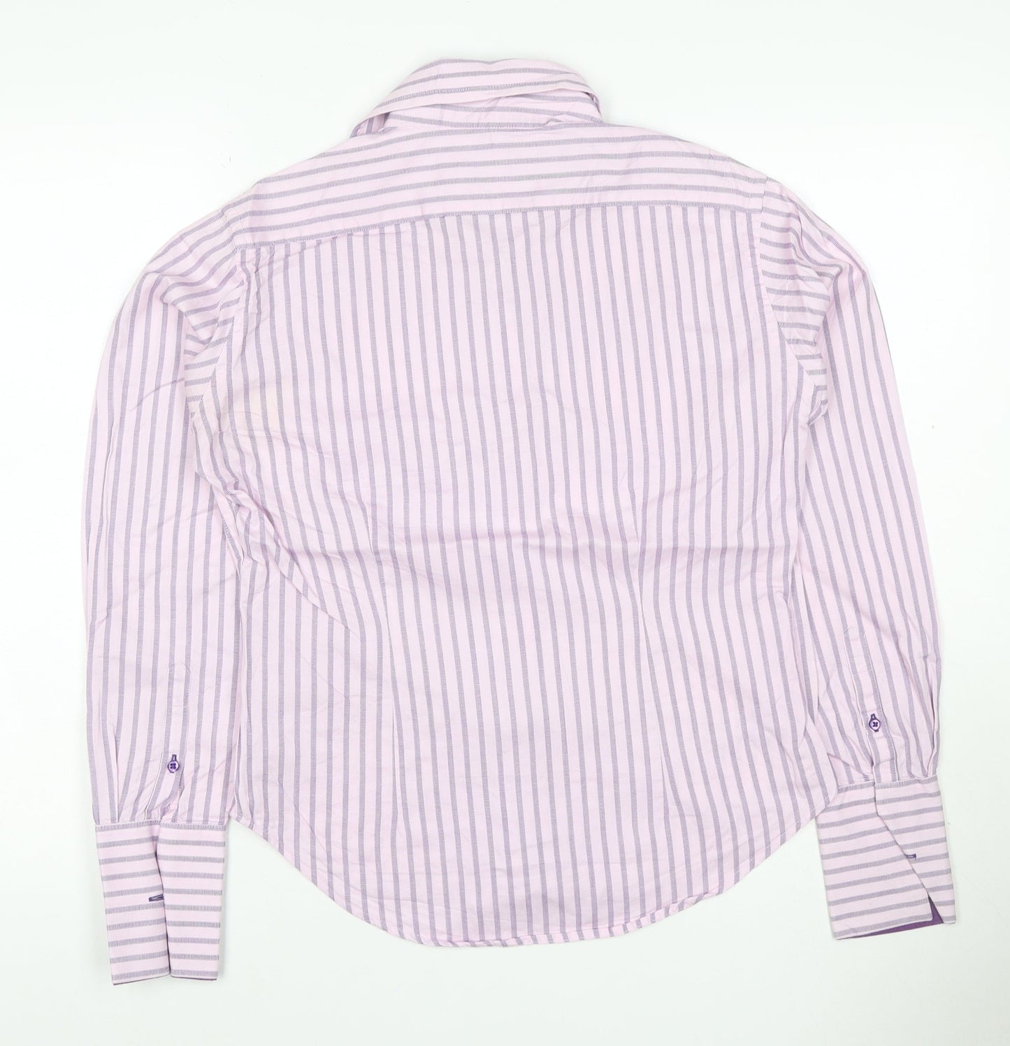 Coton Doux Women Pink Purple Striped Cotton Button-Up Shirt UK 12