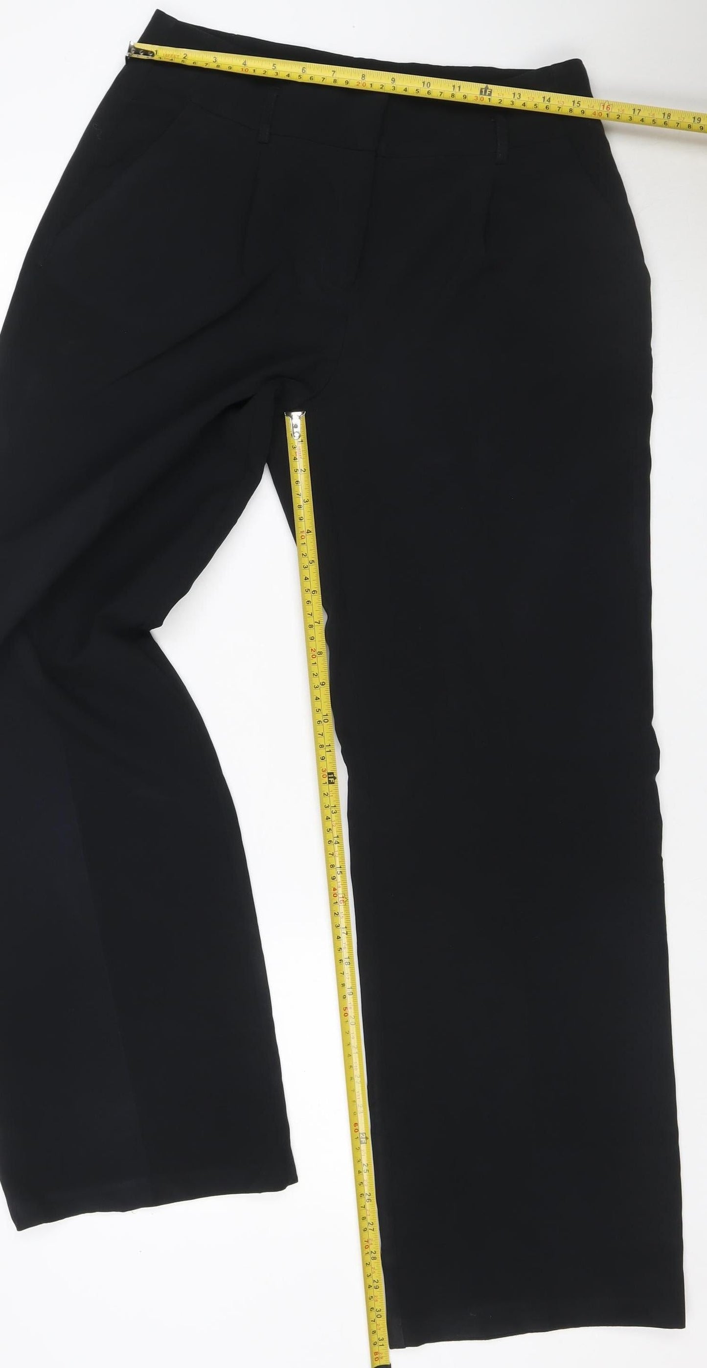 Dorothy Perkins Women Black UK 12 Wide Leg Tailored Dress Trousers