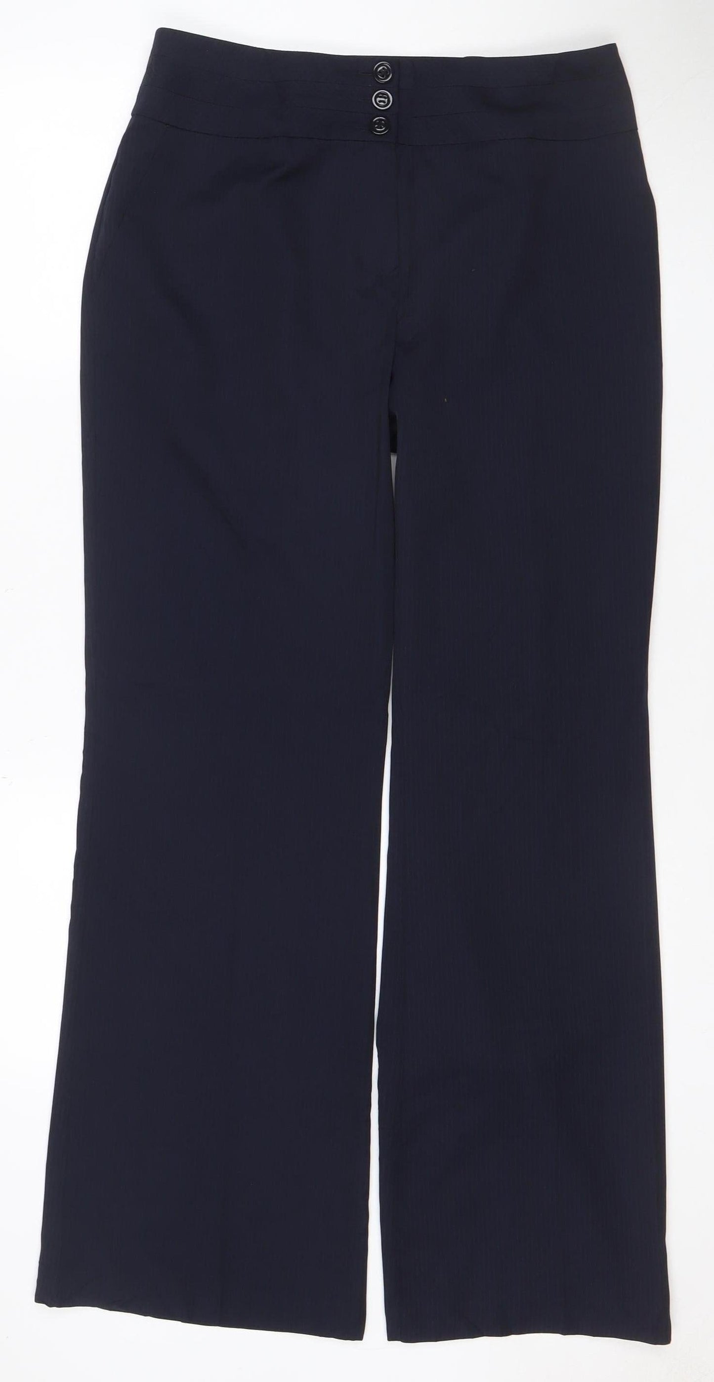 Marks & Spencer Women Black UK 12 Long Wide-Leg Tailored Trousers
