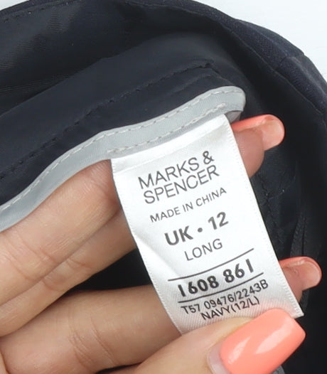 Marks & Spencer Women Black UK 12 Long Wide-Leg Tailored Trousers