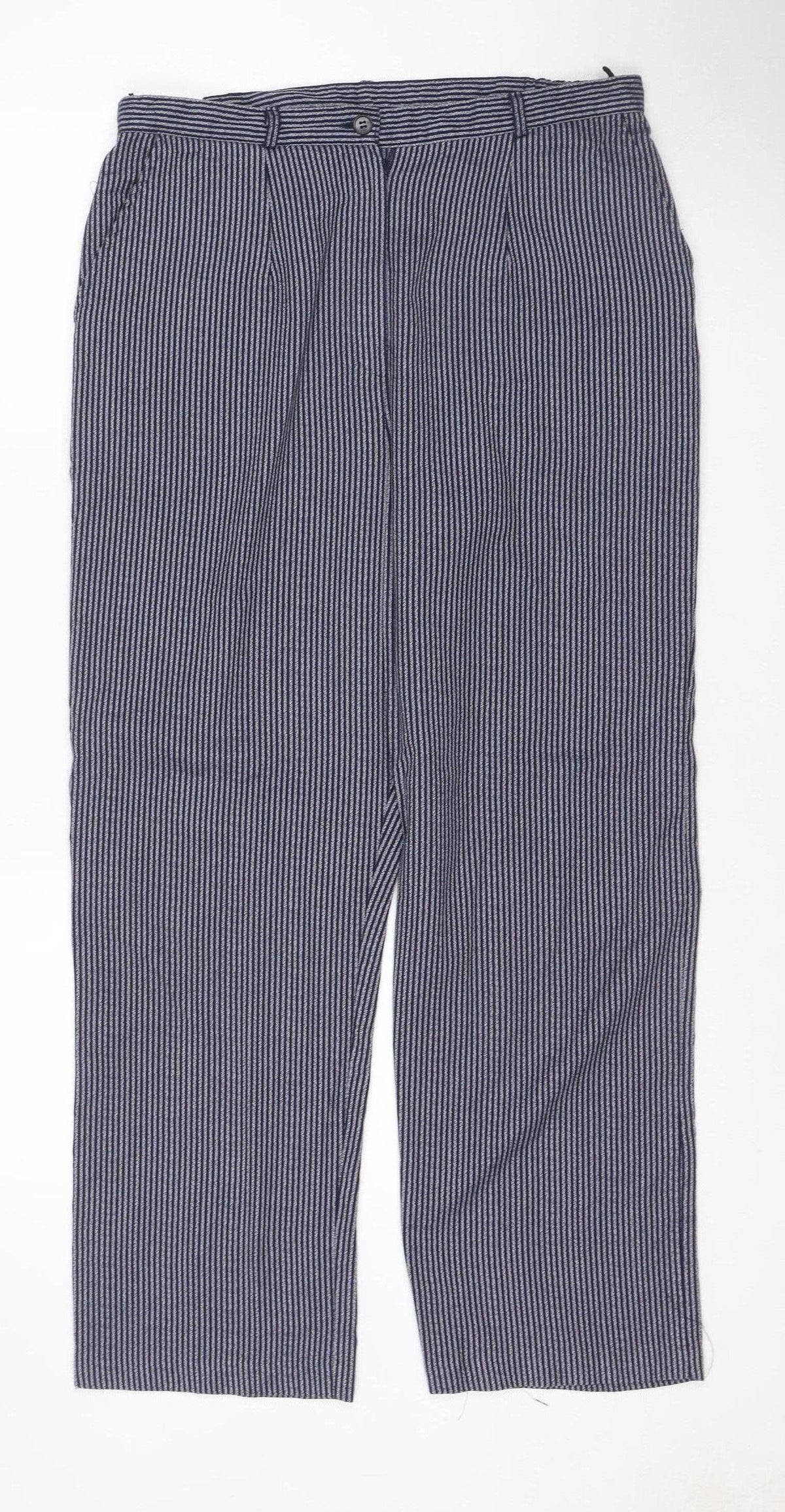 Country Collection Women’s Blue Stripe Trousers UK 16 30L Straight Leg