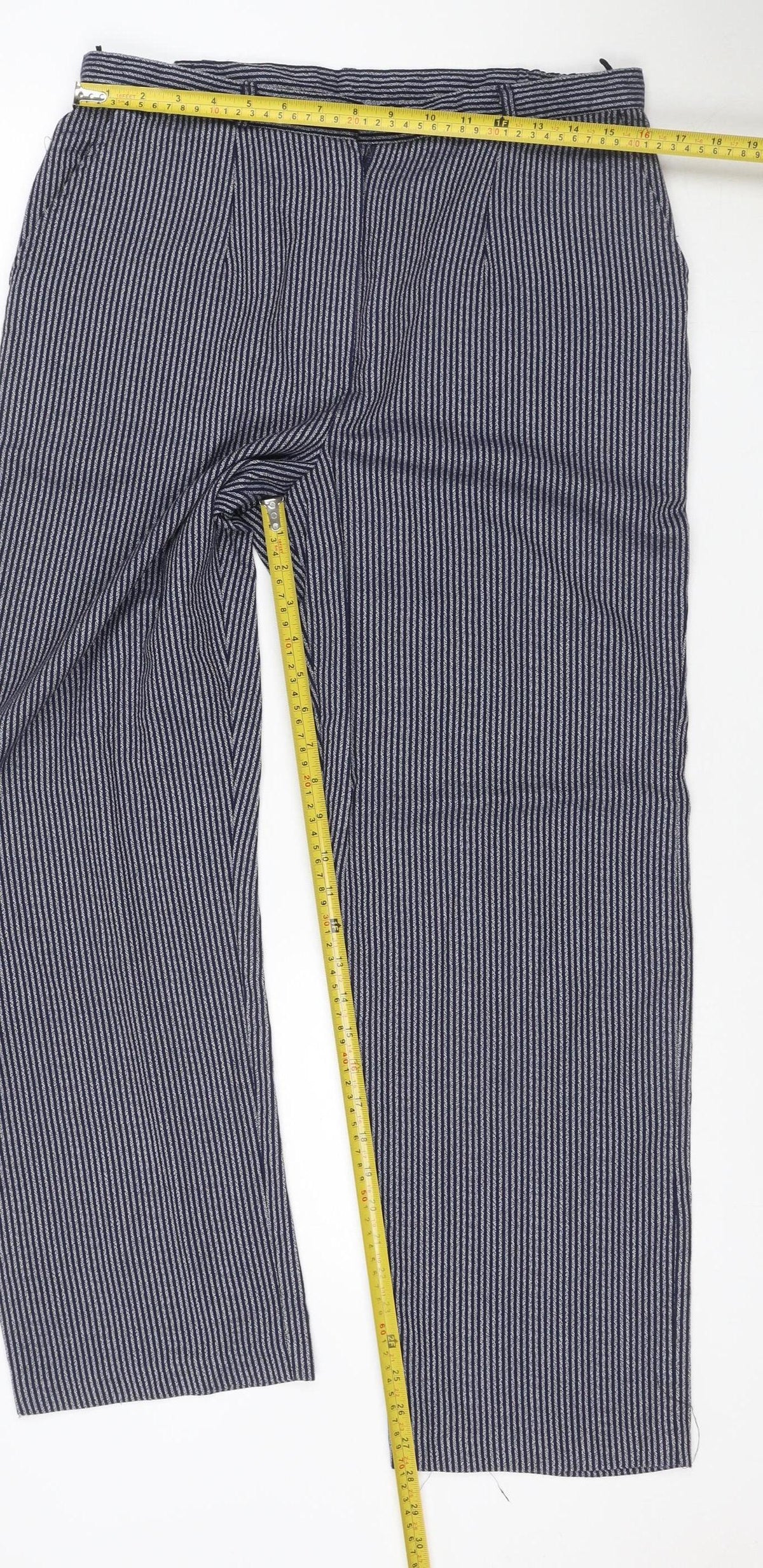 Country Collection Women’s Blue Stripe Trousers UK 16 30L Straight Leg