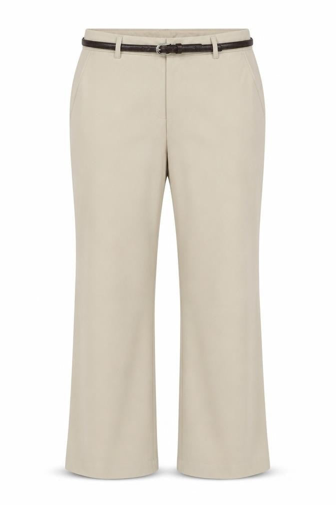 Front view of Maine New England Women Beige UK 14R Tailored Straight Trousers Belt