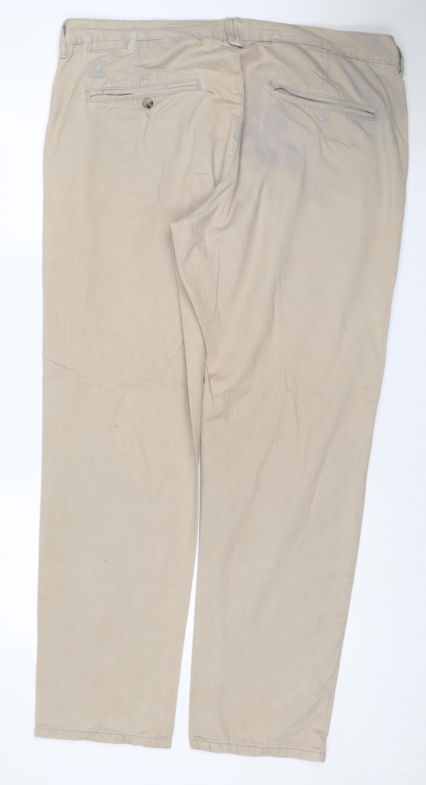 Kangol Men's Beige 40R Cotton Chino Straight Leg Trousers