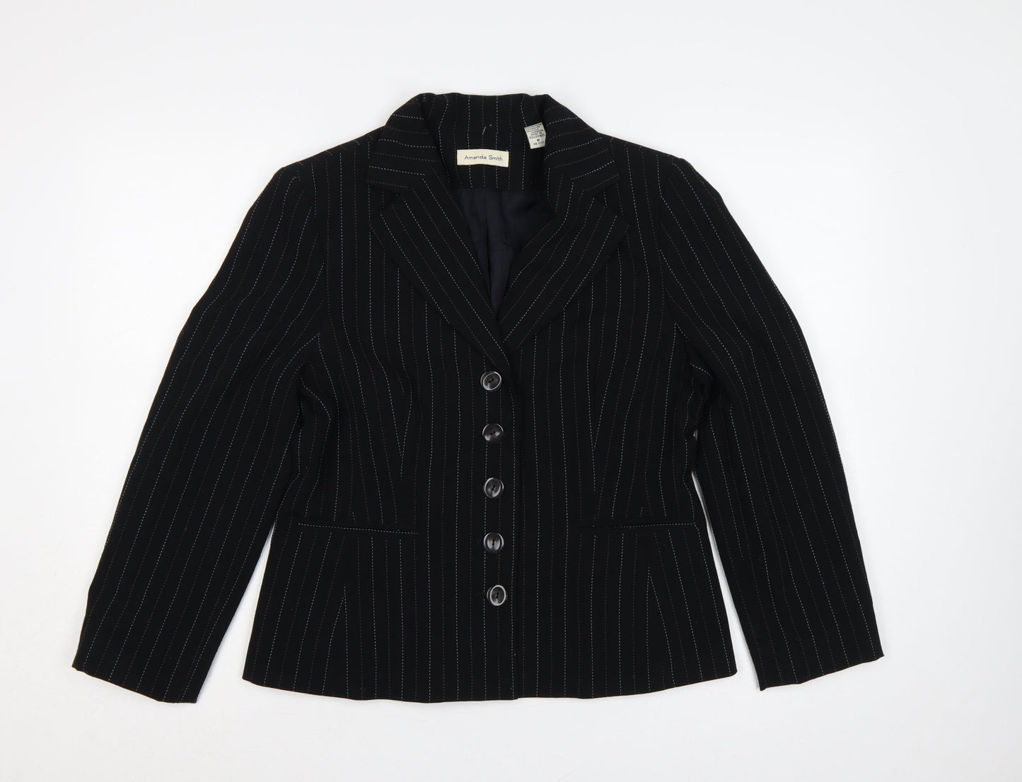 Amanda Smith Women’s Black Pinstripe Blazer Jacket UK 8 Lined