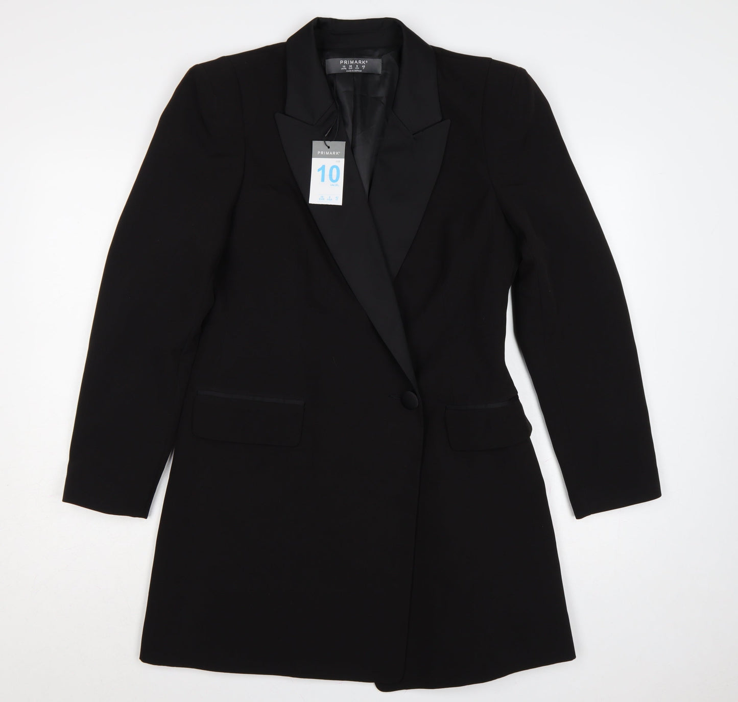 Primark Women’s Black UK 10 Tuxedo Blazer Shawl Lapel Formal Jacket