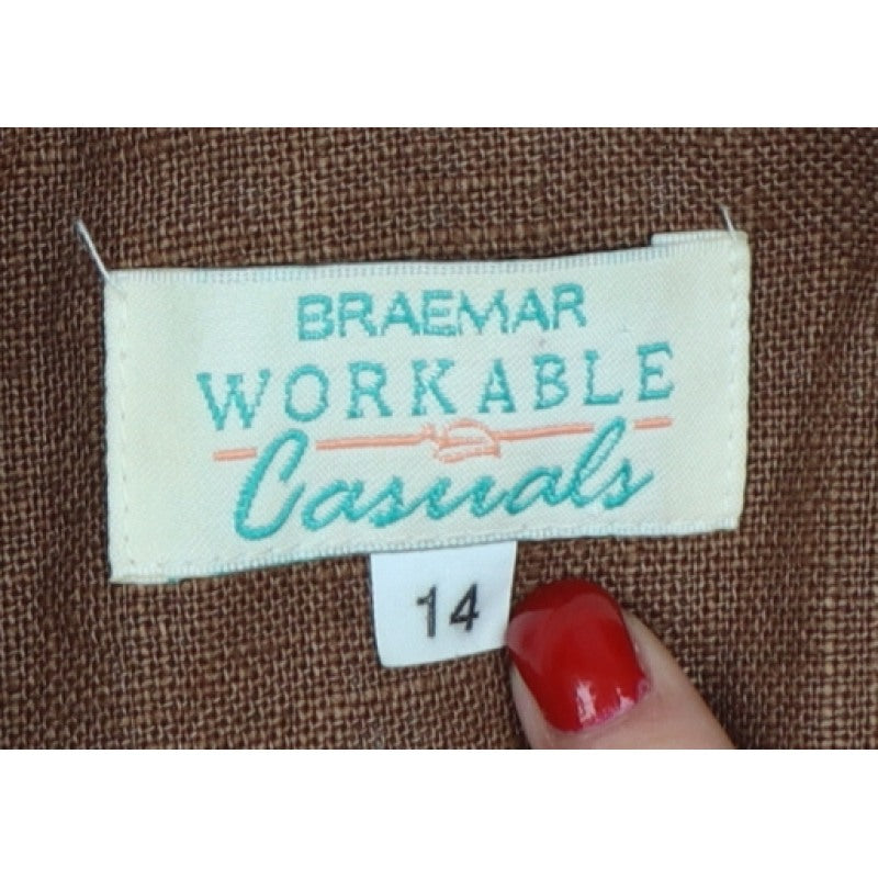 Braemar Women Brown Size 14 Lined One Button Notch Lapel Blazer
