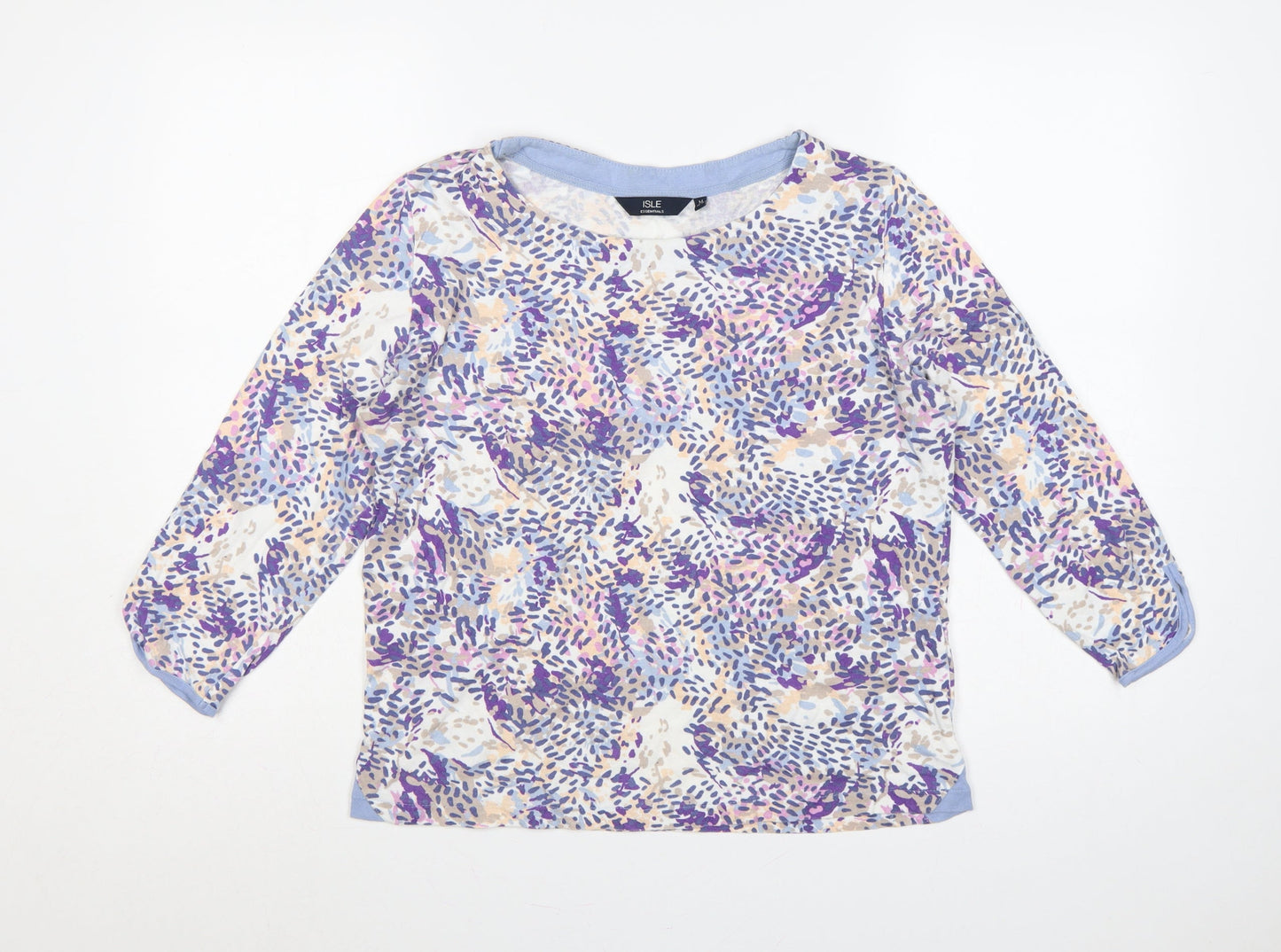 Isle Essentials Women Multicoloured Floral Cotton Jersey Top UK 14
