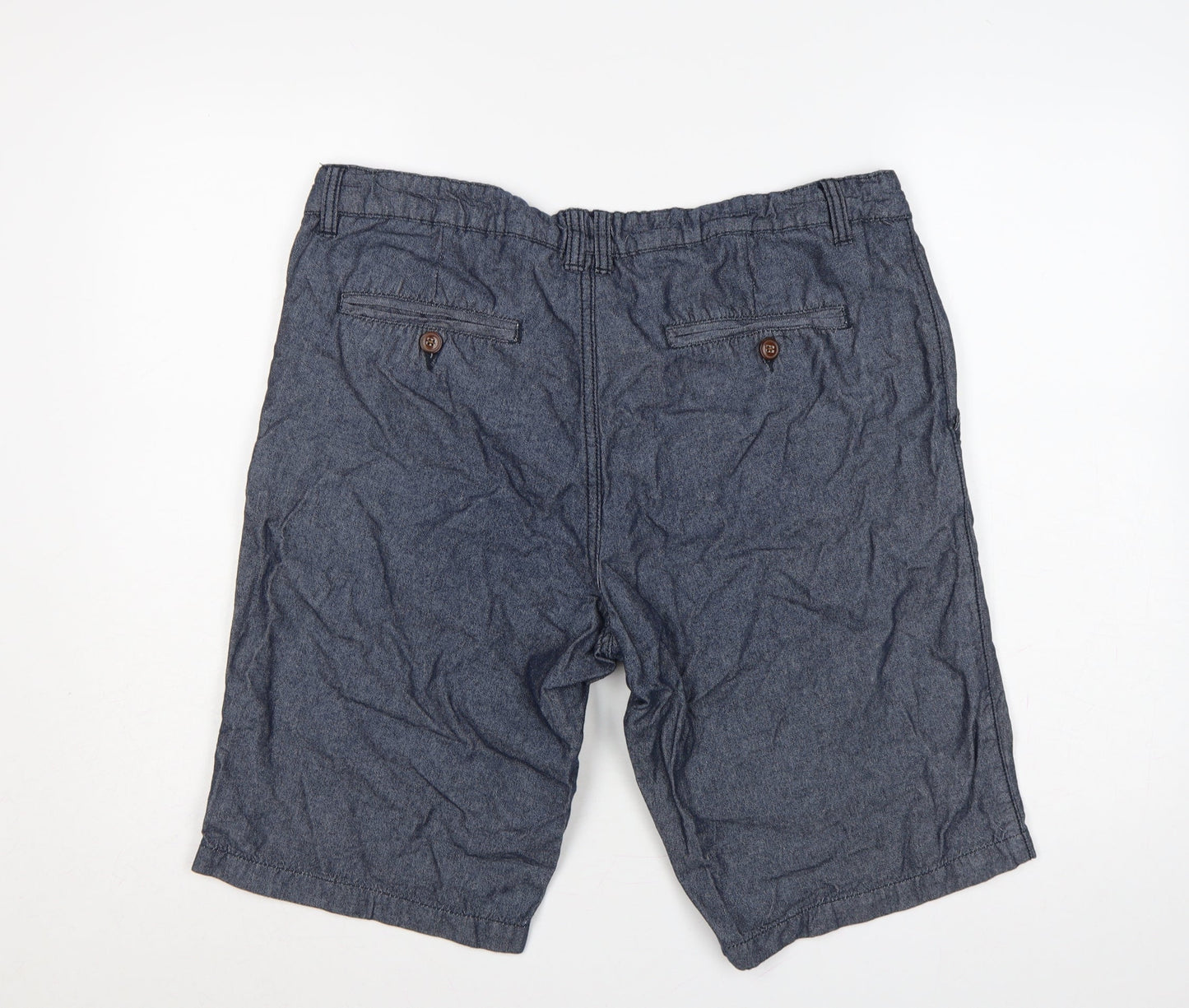LIVERGY Men's Blue Cotton Bermuda Shorts Size 38 Drawstring Pockets