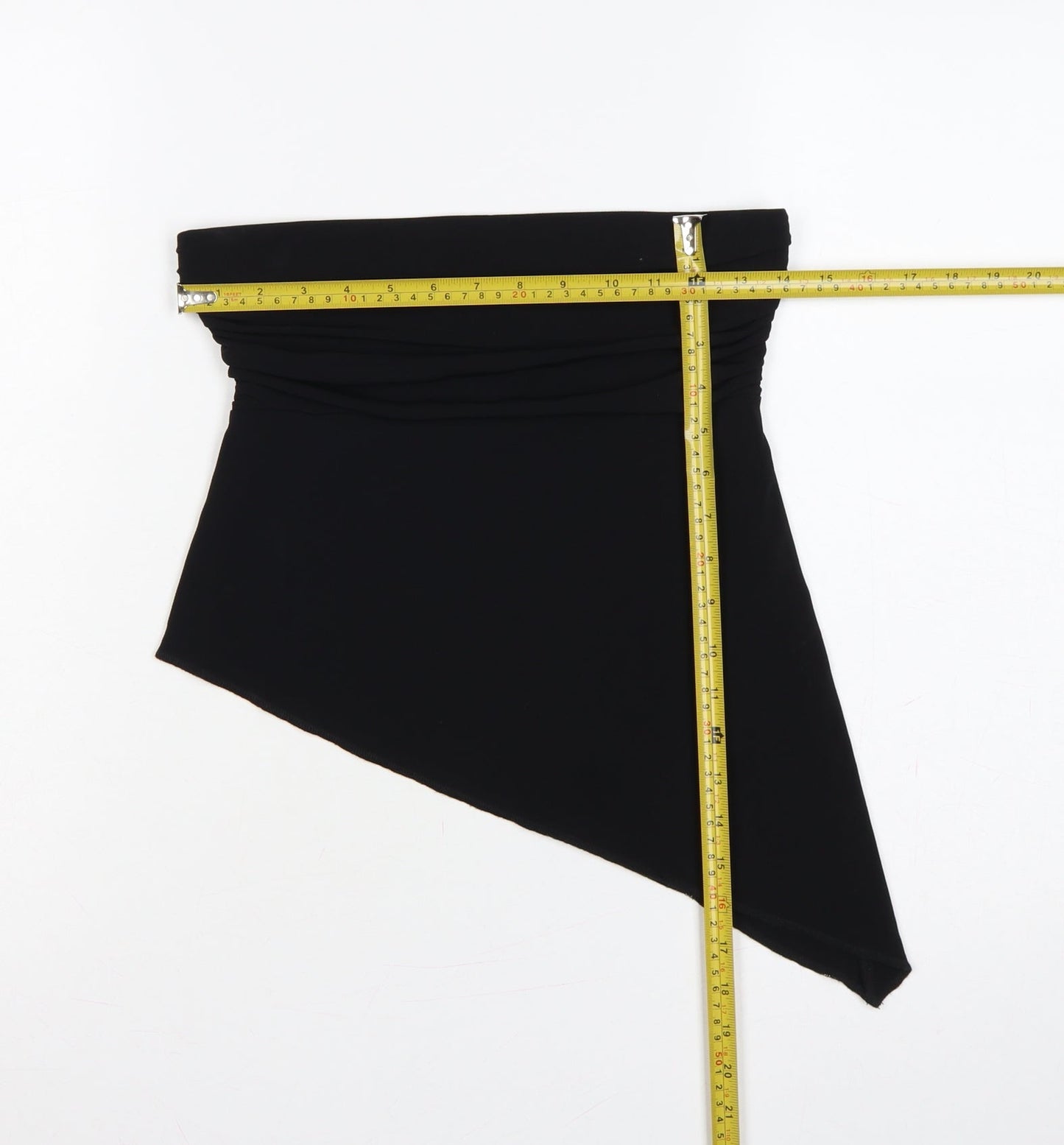 Urban Outfitters Women Black S Strapless Asymmetric Ruched Crop Top