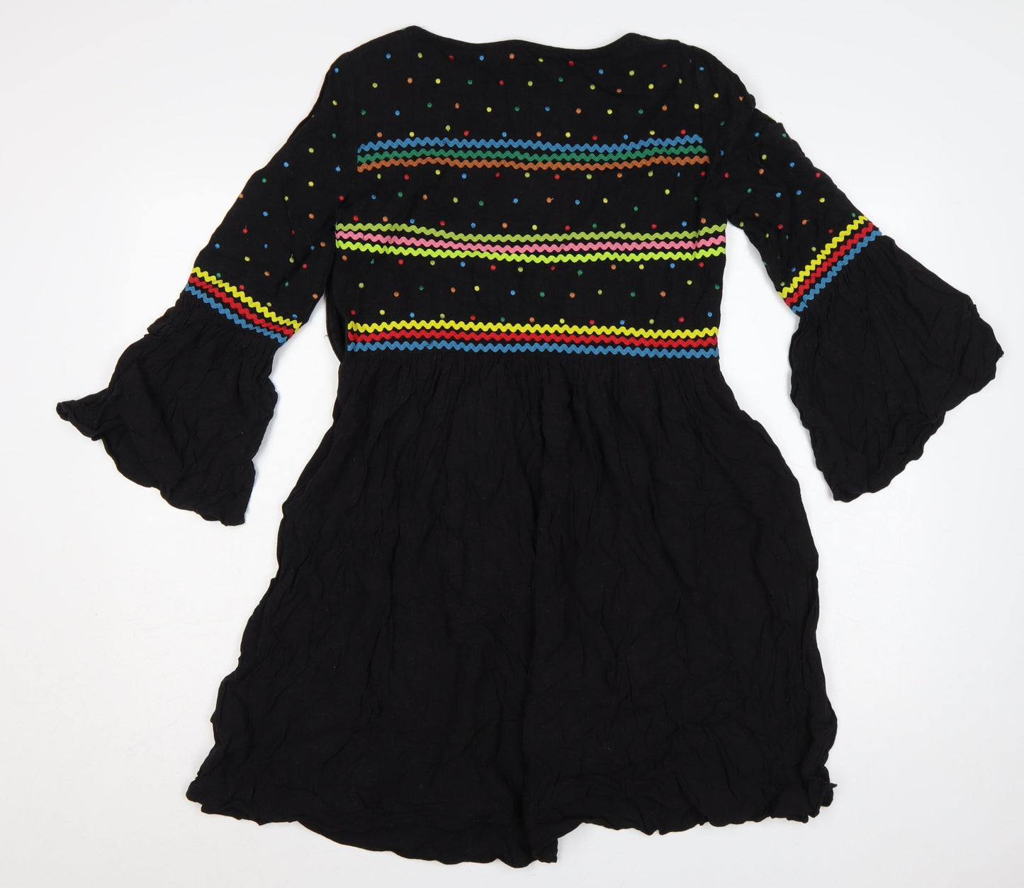 & Other Stories Women Black UK 8 Fit & Flare Bell Sleeve Dress