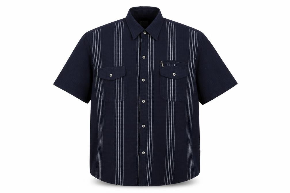 Zeepmayer Men’s Blue 2XL Striped Short Sleeve Button-Up Shirt