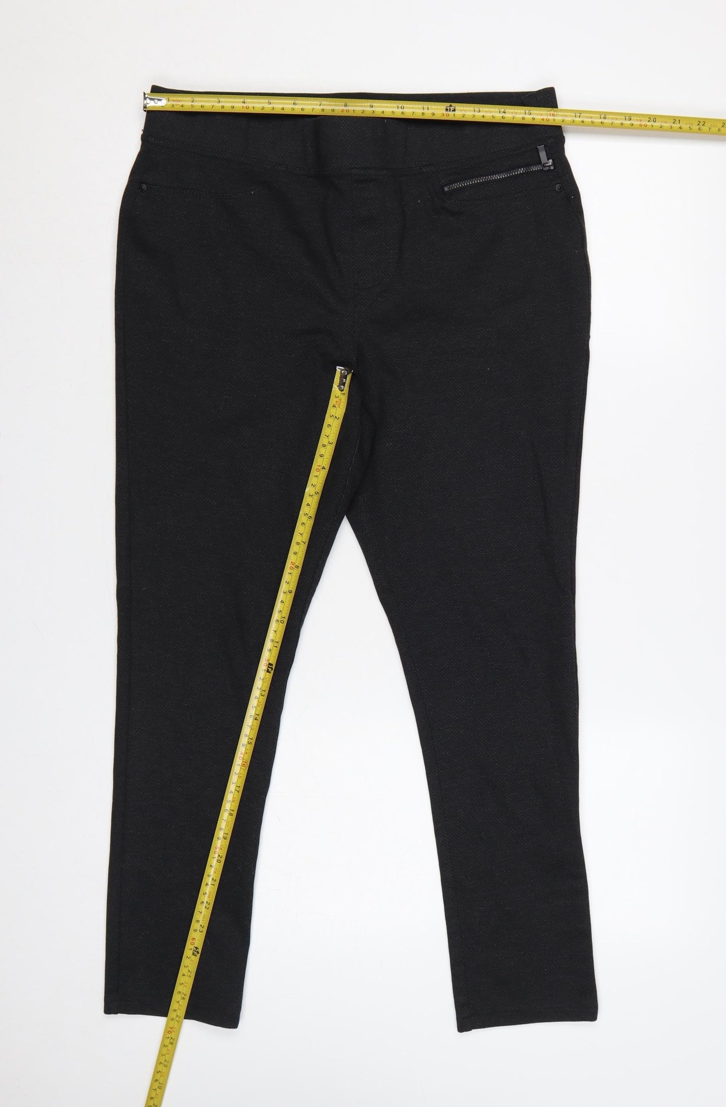 DKNY Jeans Women Black L Stretch Leggings Zip Pocket Slim Fit