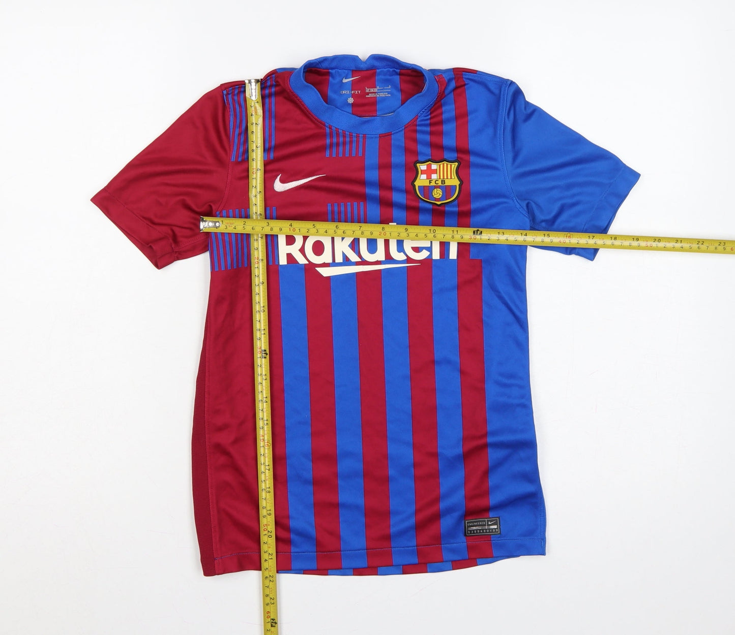 Nike Boys Barcelona Blue Red Striped Football Jersey 158 Short Sleeve