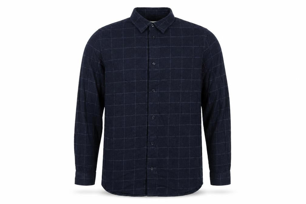 Marks & Spencer Men Blue Check Cotton Shirt M Regular Long Sleeve