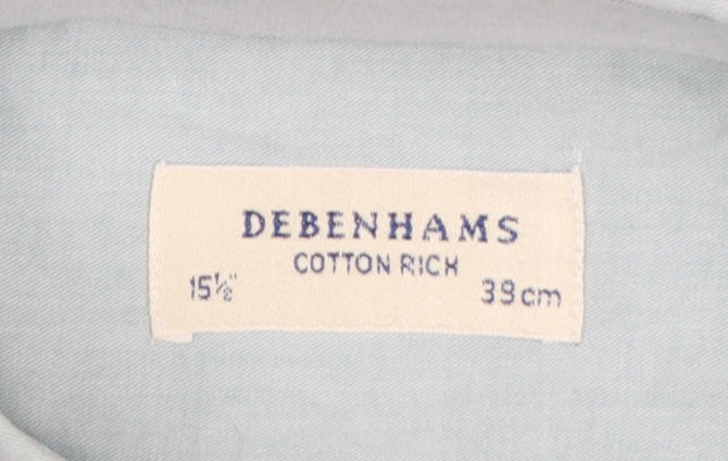 Debenhams Men’s Blue 15.5 Cotton Rich Button-Down Long Sleeve Shirt