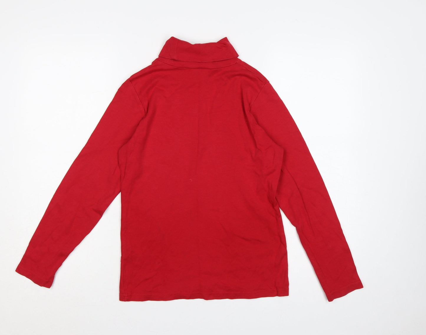 Lewmi Teens Red S Basic Cotton Roll Neck Long Sleeve T-Shirt