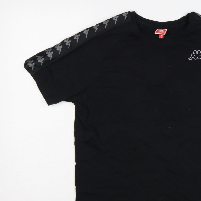 Additional view of Kappa men’s black large logo tape crew neck short sleeve t-shirt