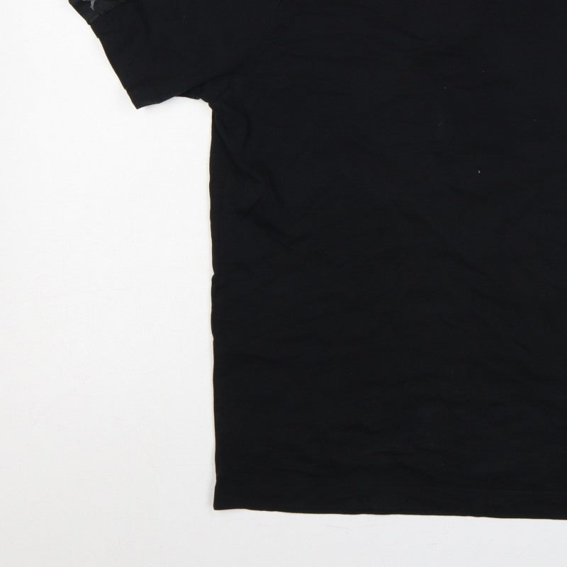 Additional view of Kappa men’s black large logo tape crew neck short sleeve t-shirt