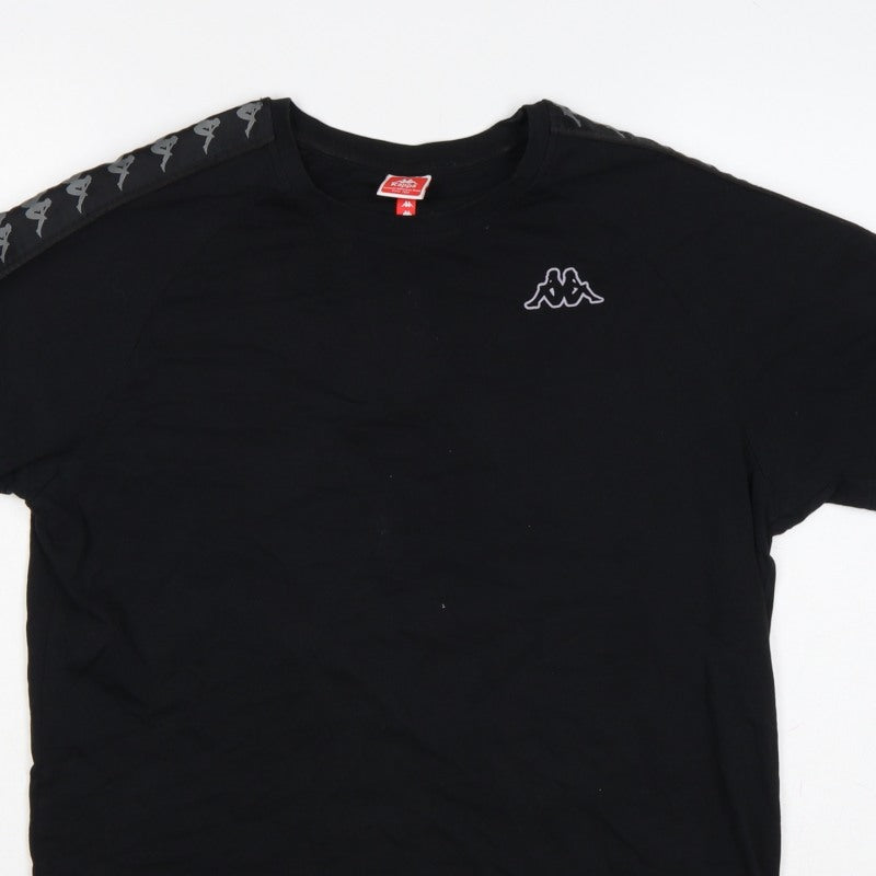 Additional view of Kappa men’s black large logo tape crew neck short sleeve t-shirt