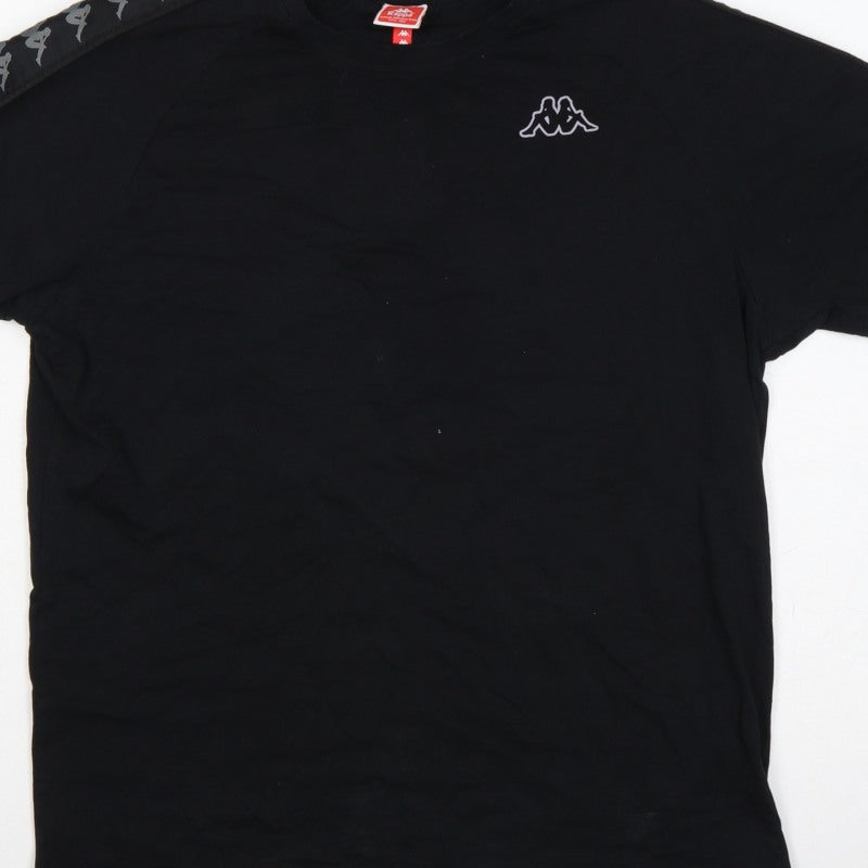 Additional view of Kappa men’s black large logo tape crew neck short sleeve t-shirt