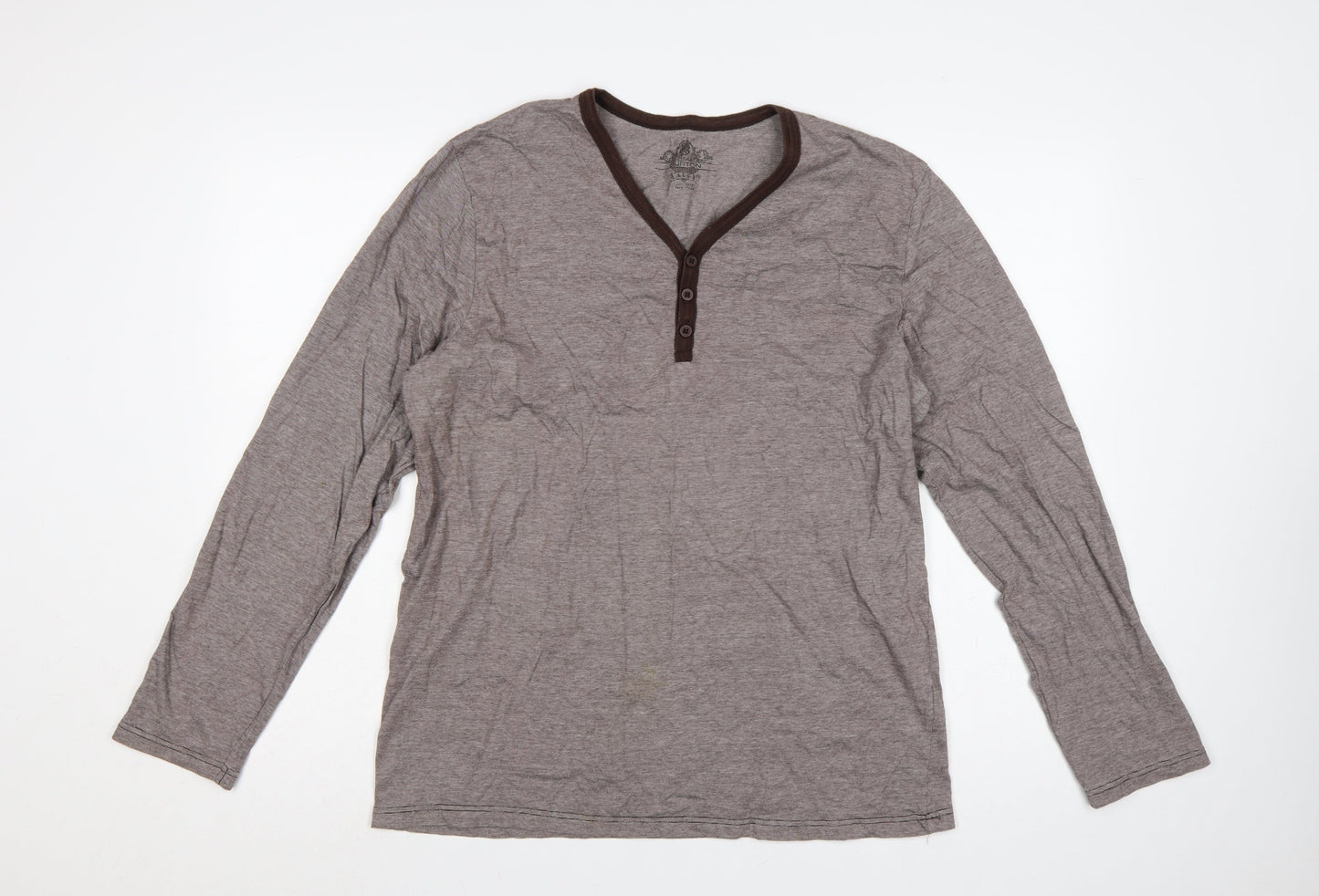 Burton Men’s Grey Striped Long Sleeve Henley T-Shirt Size L
