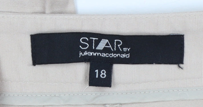 STAR Julien Macdonald Women’s Beige Size 18 High Rise Tapered Trousers