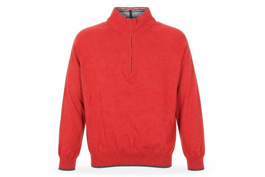 M&S Men’s Red Cotton Cashmere Small 1/2 Zip High Neck Jumper
