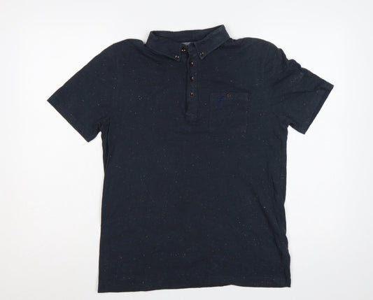 Liverpool FC Men’s Black M Button-Down Speckled Cotton Blend Polo Shirt