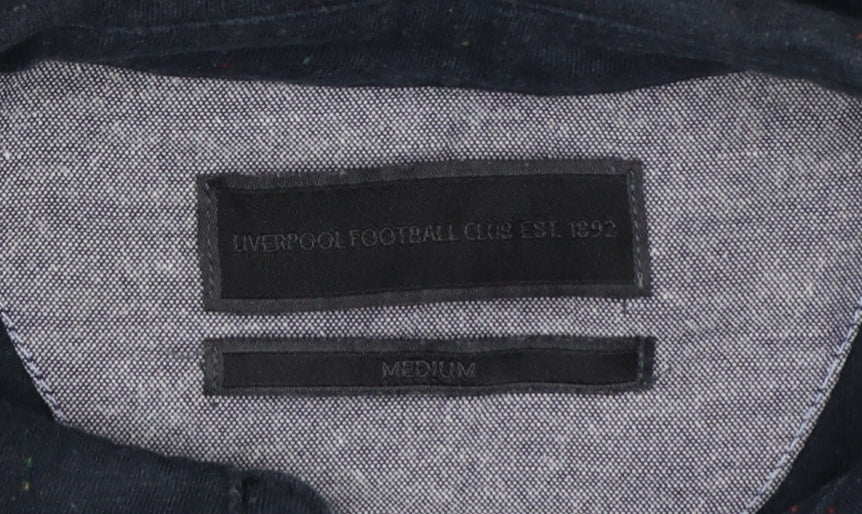 Liverpool FC Men’s Black M Button-Down Speckled Cotton Blend Polo Shirt
