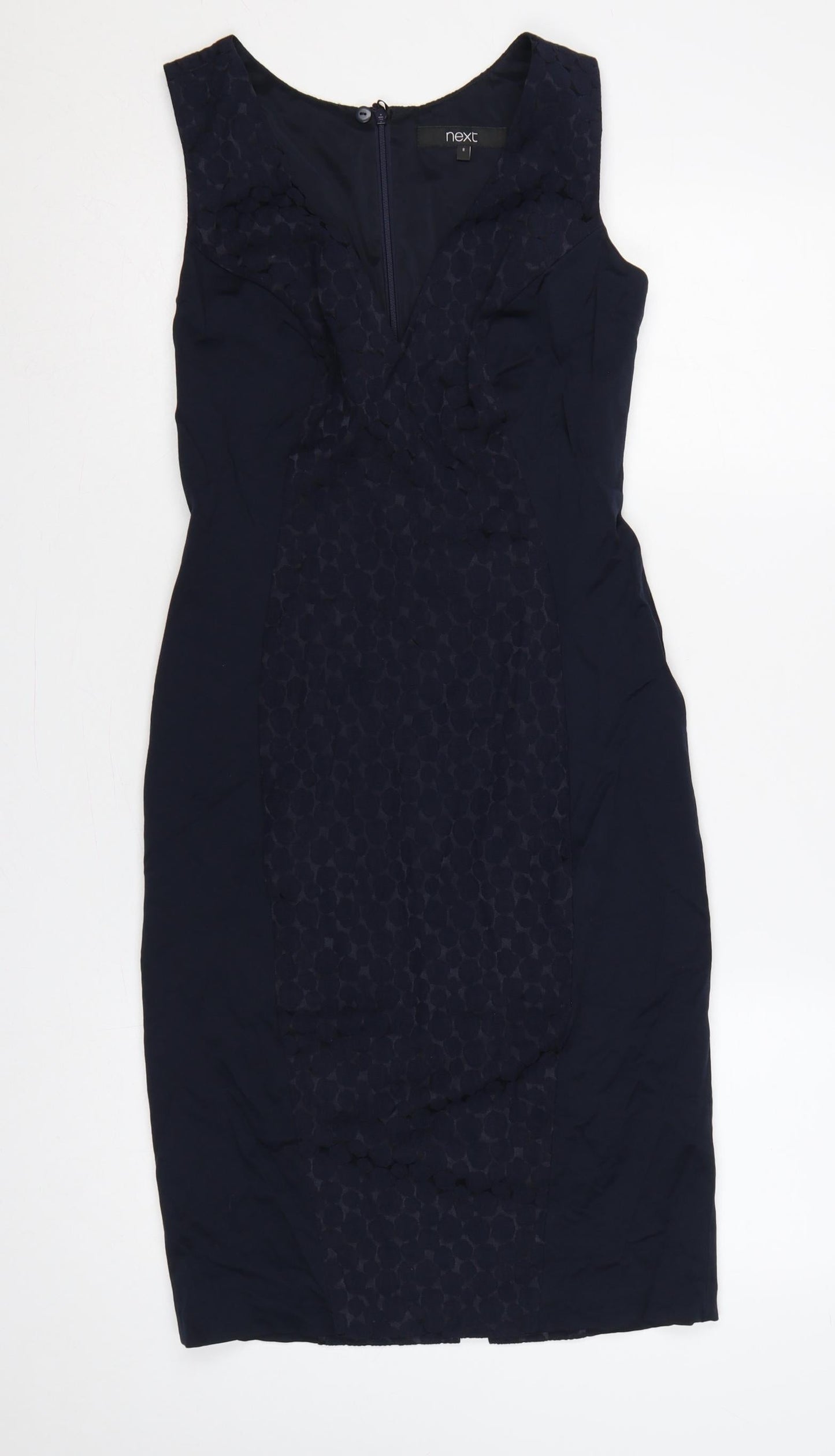 Next Women Blue UK 8 Sleeveless Pencil Dress Lace Panel