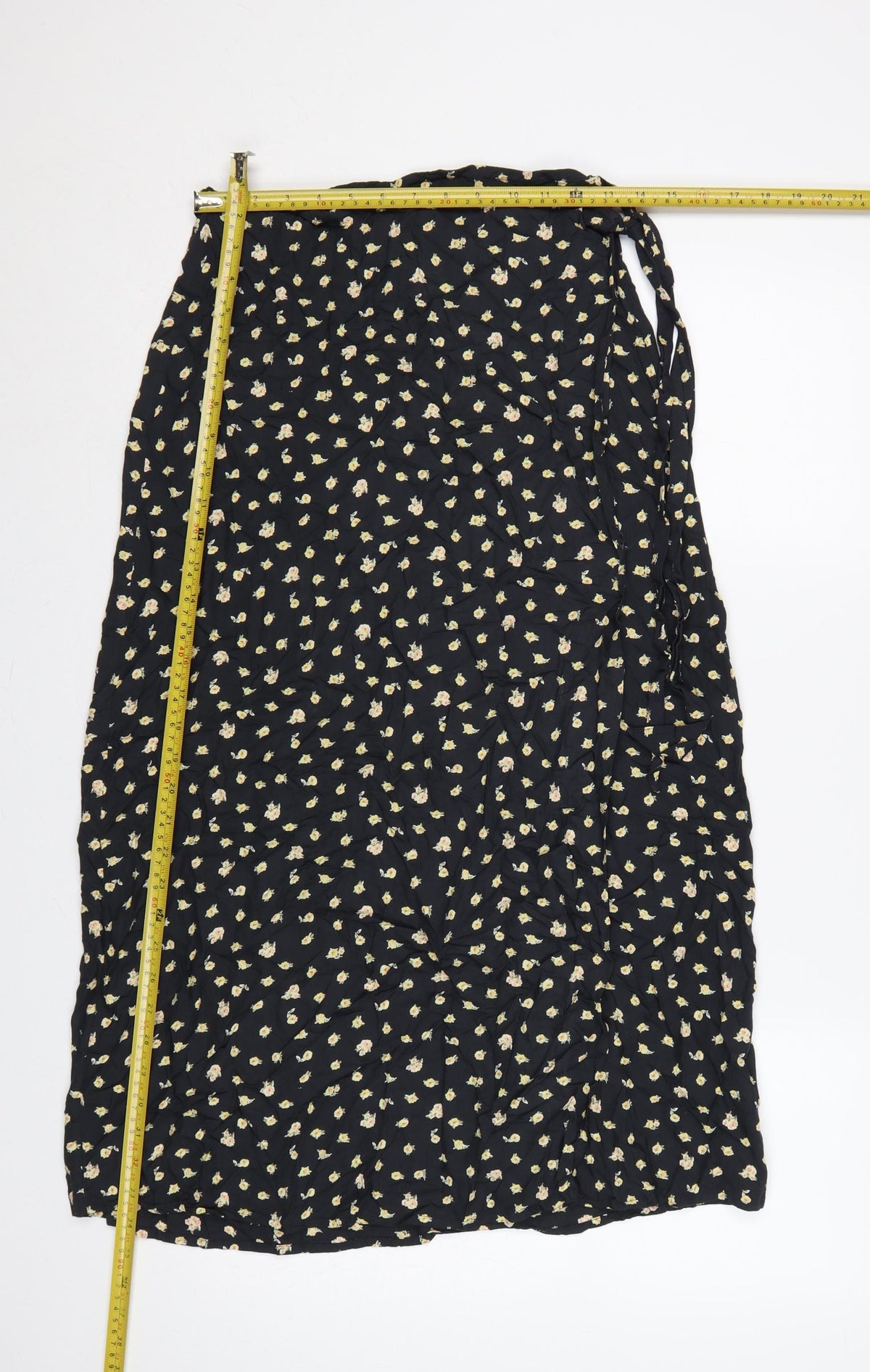 Billabong Women Black L Floral Long Wrap Skirt Bohemian Tie