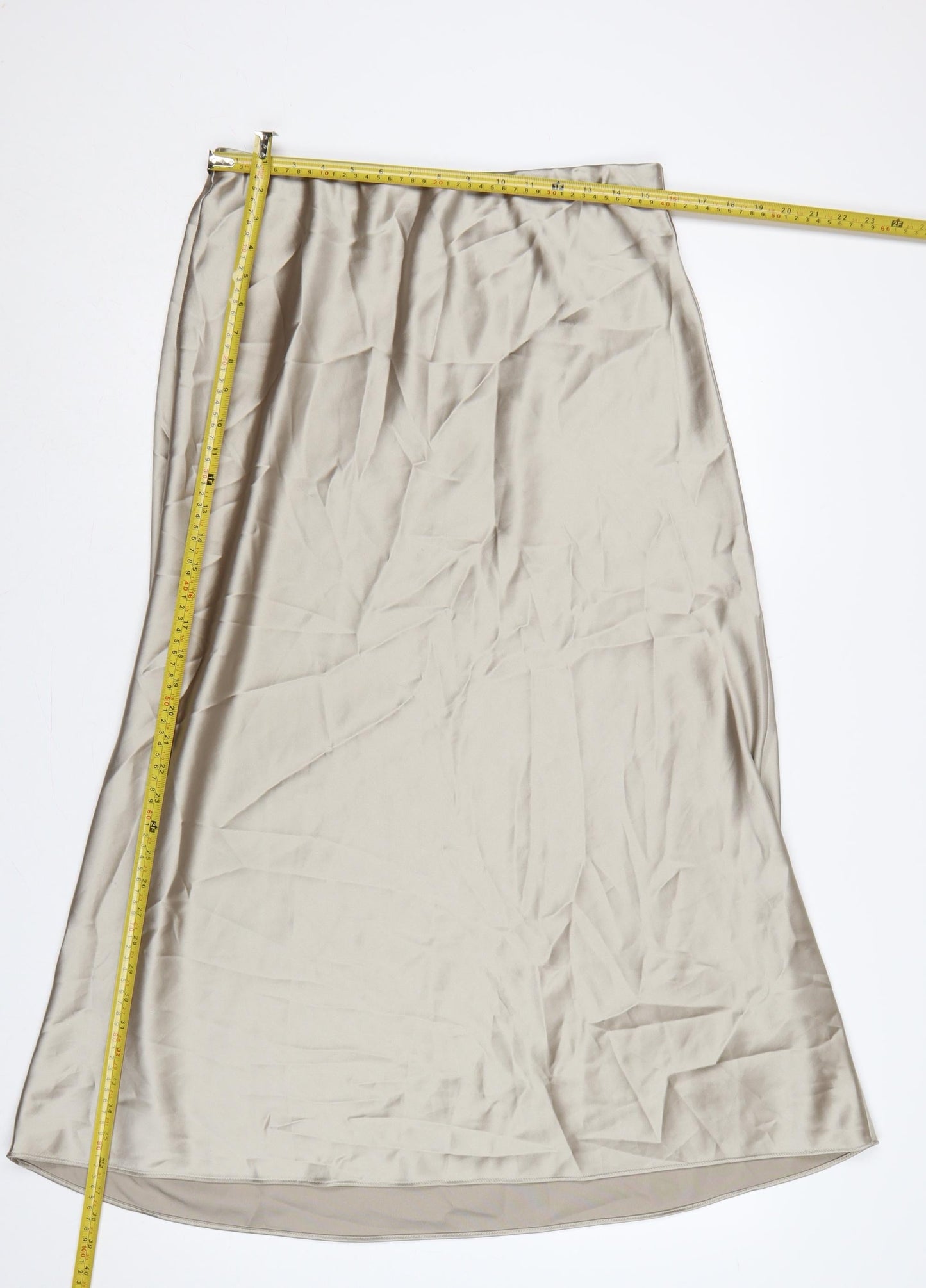 Next Women’s Beige UK 14 Long A-Line Satin Stretch Skirt