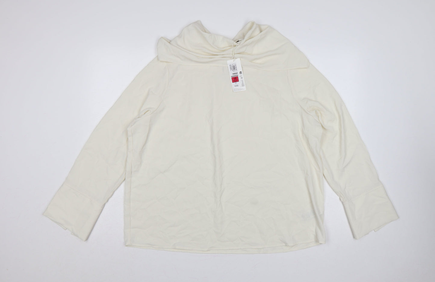 Marks & Spencer Women Ivory UK 18 Basic Cowl Neck Long Sleeve Blouse