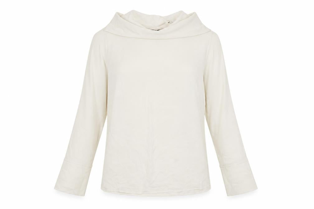 Marks & Spencer Women Ivory UK 18 Basic Cowl Neck Long Sleeve Blouse